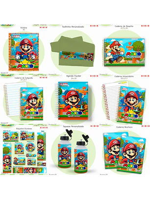 Arquivo Encadernação Kit Escolar - Super Mario