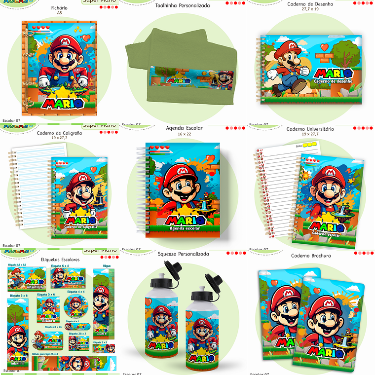 Arquivo Encadernação Kit Escolar - Super Mario 1