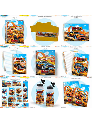 Arquivo Encadernação Kit Escolar - Hotwheels
