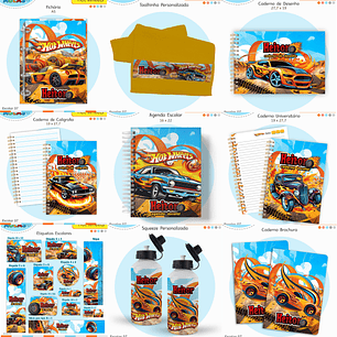 Arquivo Encadernação Kit Escolar - Hotwheels