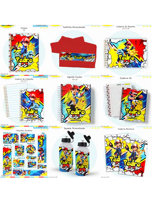 Arquivo Encadernação Kit Escolar - Pokemon