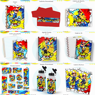 Arquivo Encadernação Kit Escolar - Pokemon
