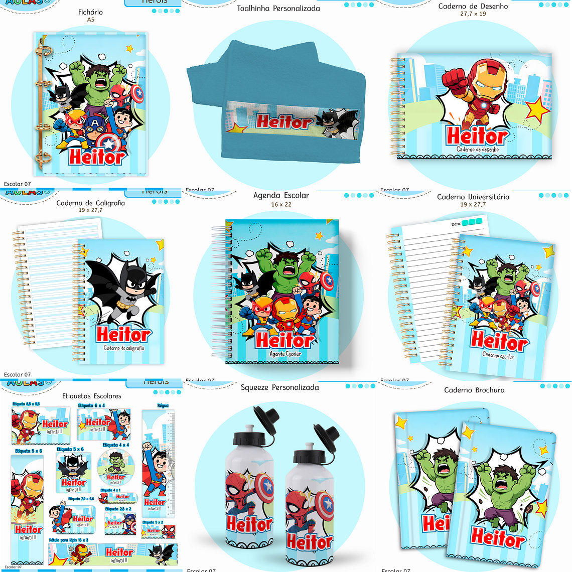 Arquivo Encadernação Kit Escolar - Super Heróis 1