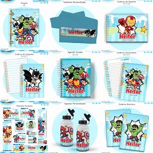 Arquivo Encadernação Kit Escolar - Super Heróis