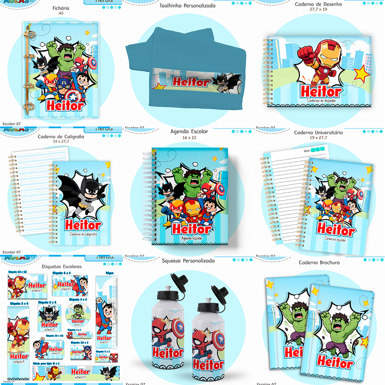 Arquivo Encadernação Kit Escolar - Super Heróis 1