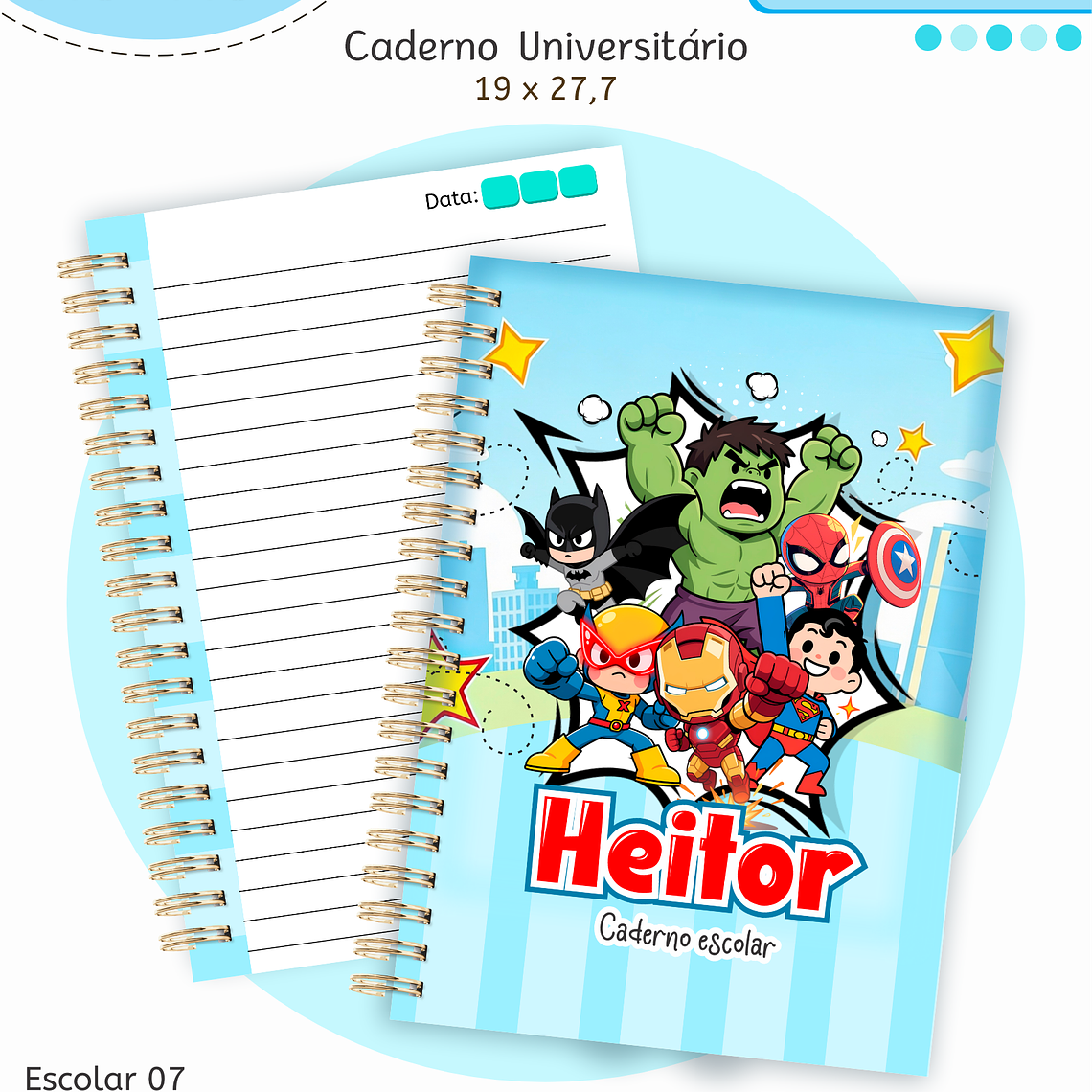 Arquivo Encadernação Kit Escolar - Super Heróis 3