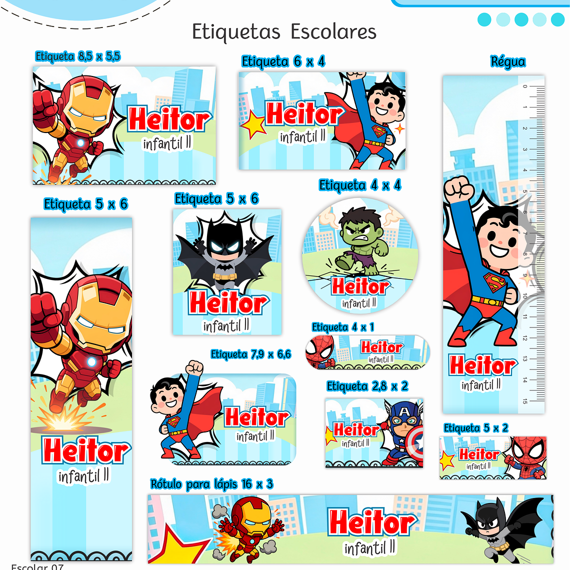 Arquivo Encadernação Kit Escolar - Super Heróis 11