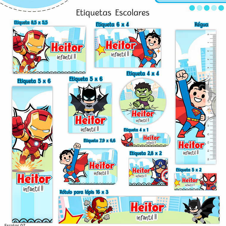 Arquivo Encadernação Kit Escolar - Super Heróis 11