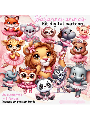 Kit Digital  Cartoon- Bailarinas Animais