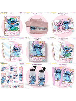 Arquivo Encadernação Kit Escolar - Stitch