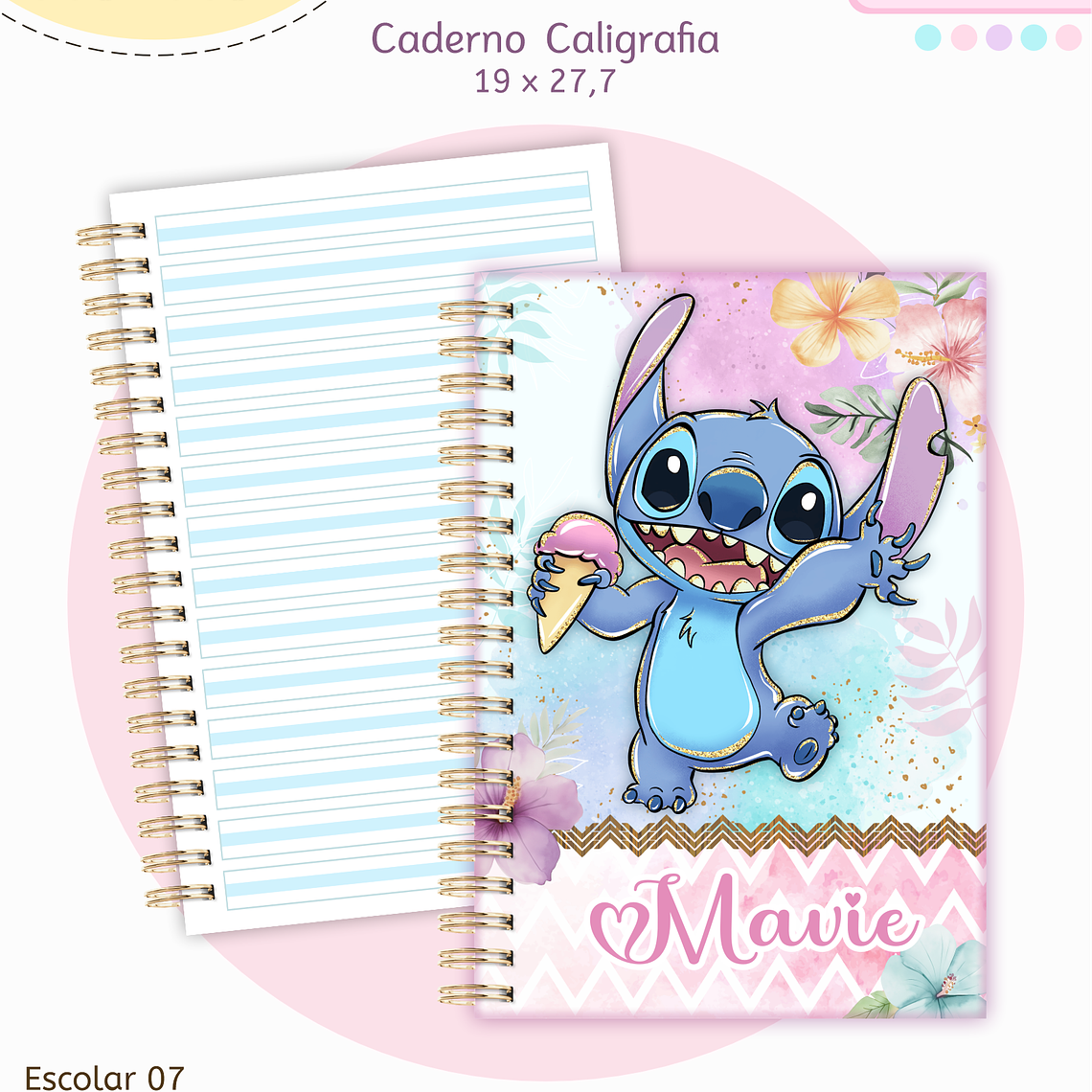 Arquivo Encadernação Kit Escolar - Stitch 3