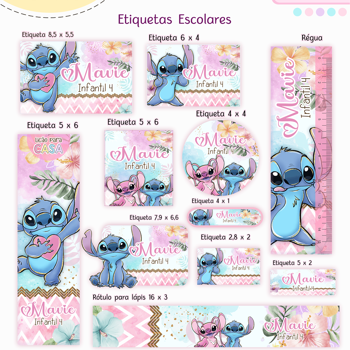 Arquivo Encadernação Kit Escolar - Stitch 12