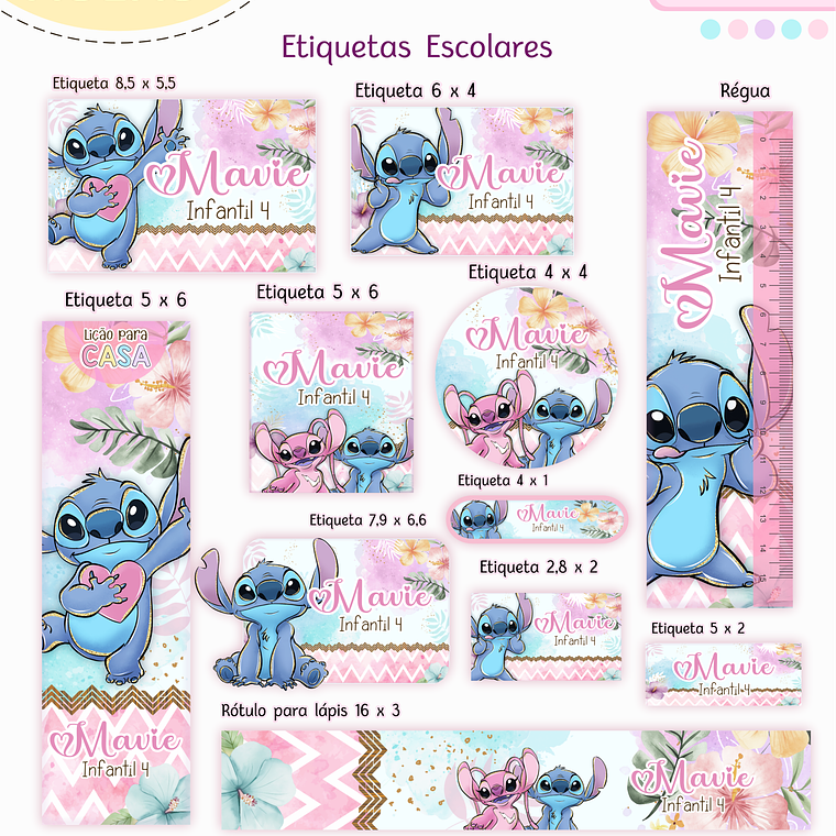 Arquivo Encadernação Kit Escolar - Stitch 12