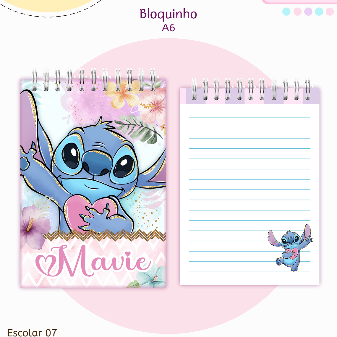 Arquivo Encadernação Kit Escolar - Stitch 13