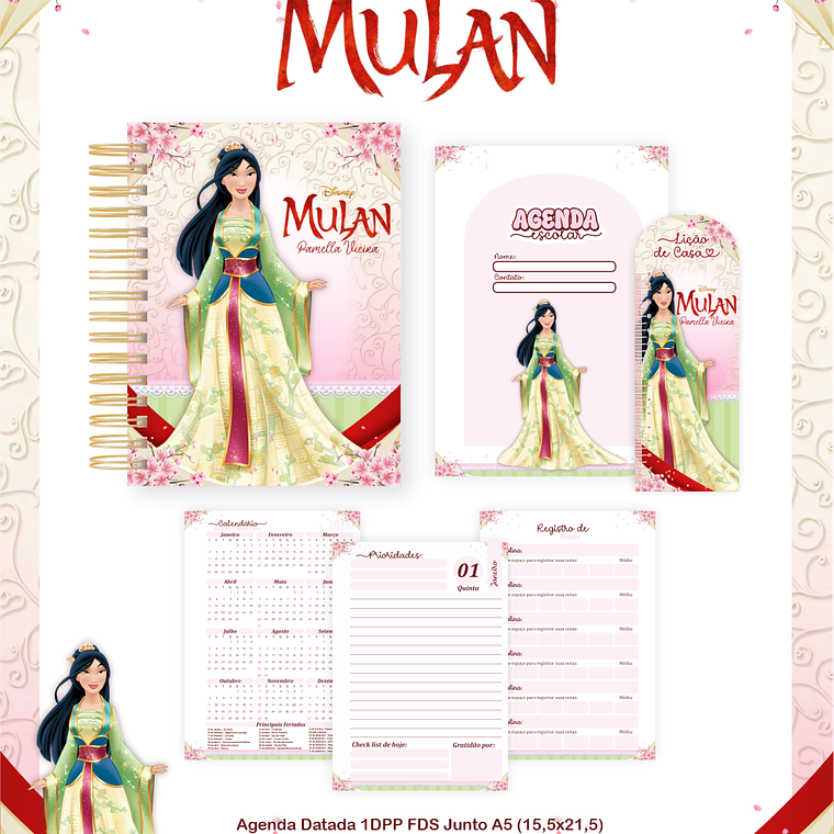 Arquivo Encadernação Escolar 2026 Mulan 4