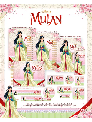 Arquivo Encadernação Escolar 2026 Mulan