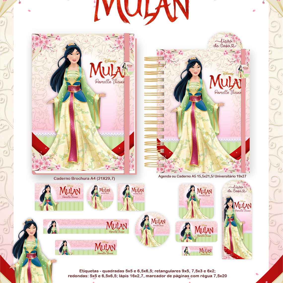 Arquivo Encadernação Escolar 2026 Mulan 5