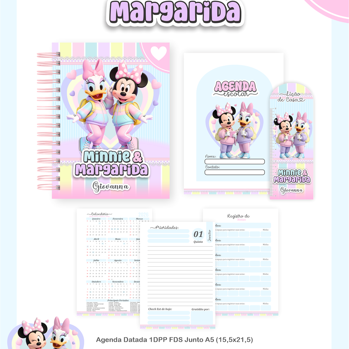 Arquivo Encadernação Escolar 2026 Minnie e Margarida 3
