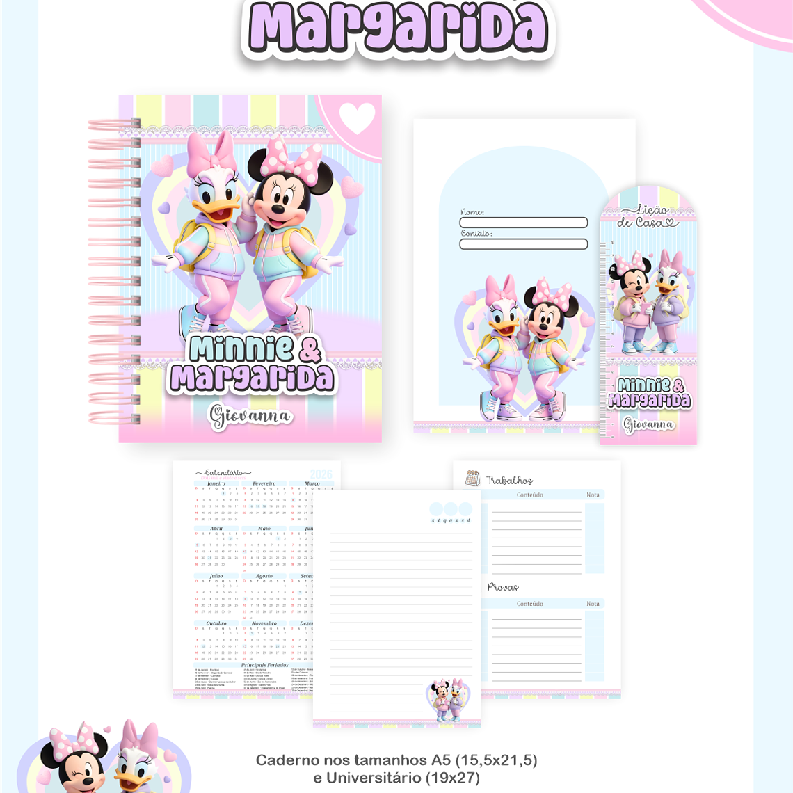 Arquivo Encadernação Escolar 2026 Minnie e Margarida 5