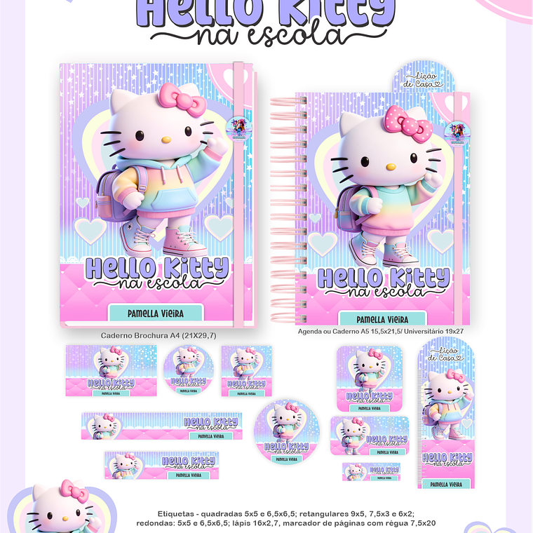 Arquivo Encadernação Escolar 2026 Hello Kitty na Escola 2