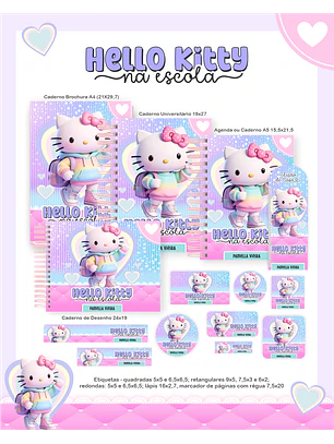 Arquivo Encadernação Escolar 2026 Hello Kitty na Escola
