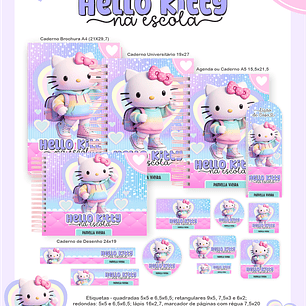 Arquivo Encadernação Escolar 2026 Hello Kitty na Escola