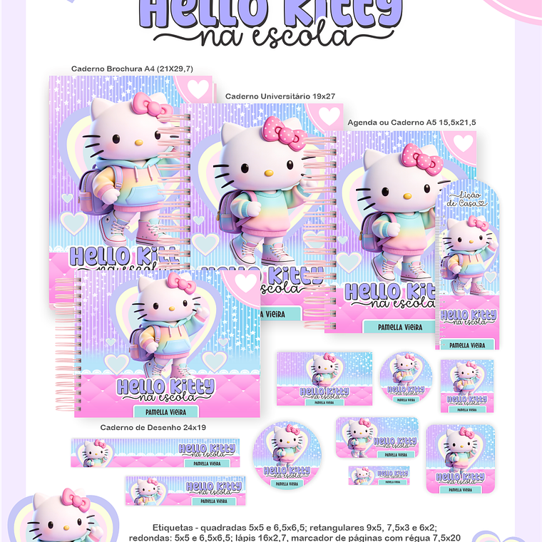 Arquivo Encadernação Escolar 2026 Hello Kitty na Escola 1
