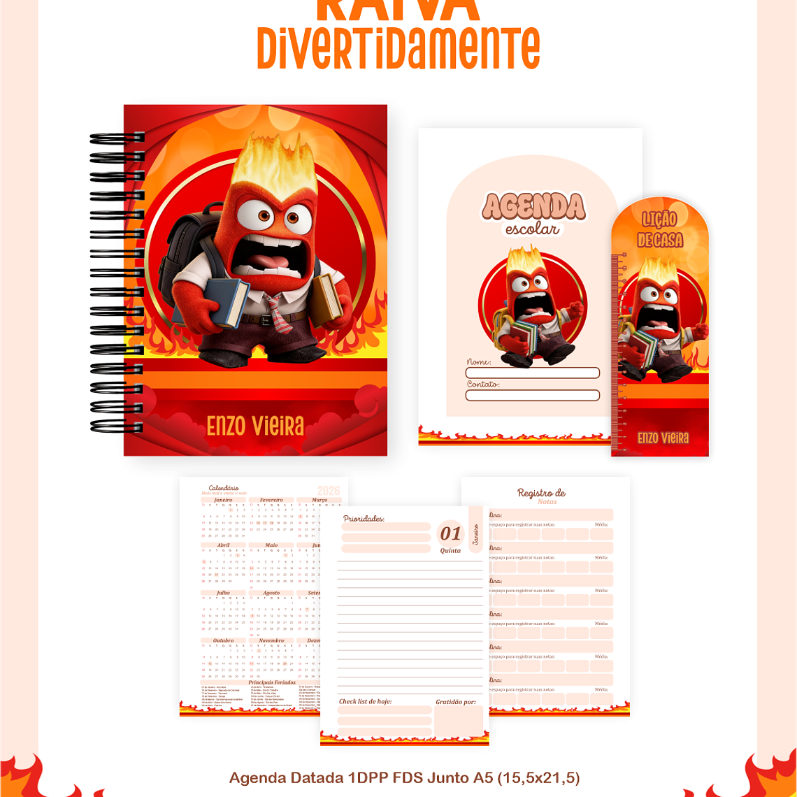 Arquivo Encadernação Escolar 2026 Raiva Divertidamente 3