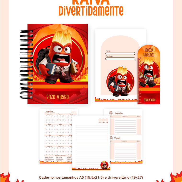 Arquivo Encadernação Escolar 2026 Raiva Divertidamente 4