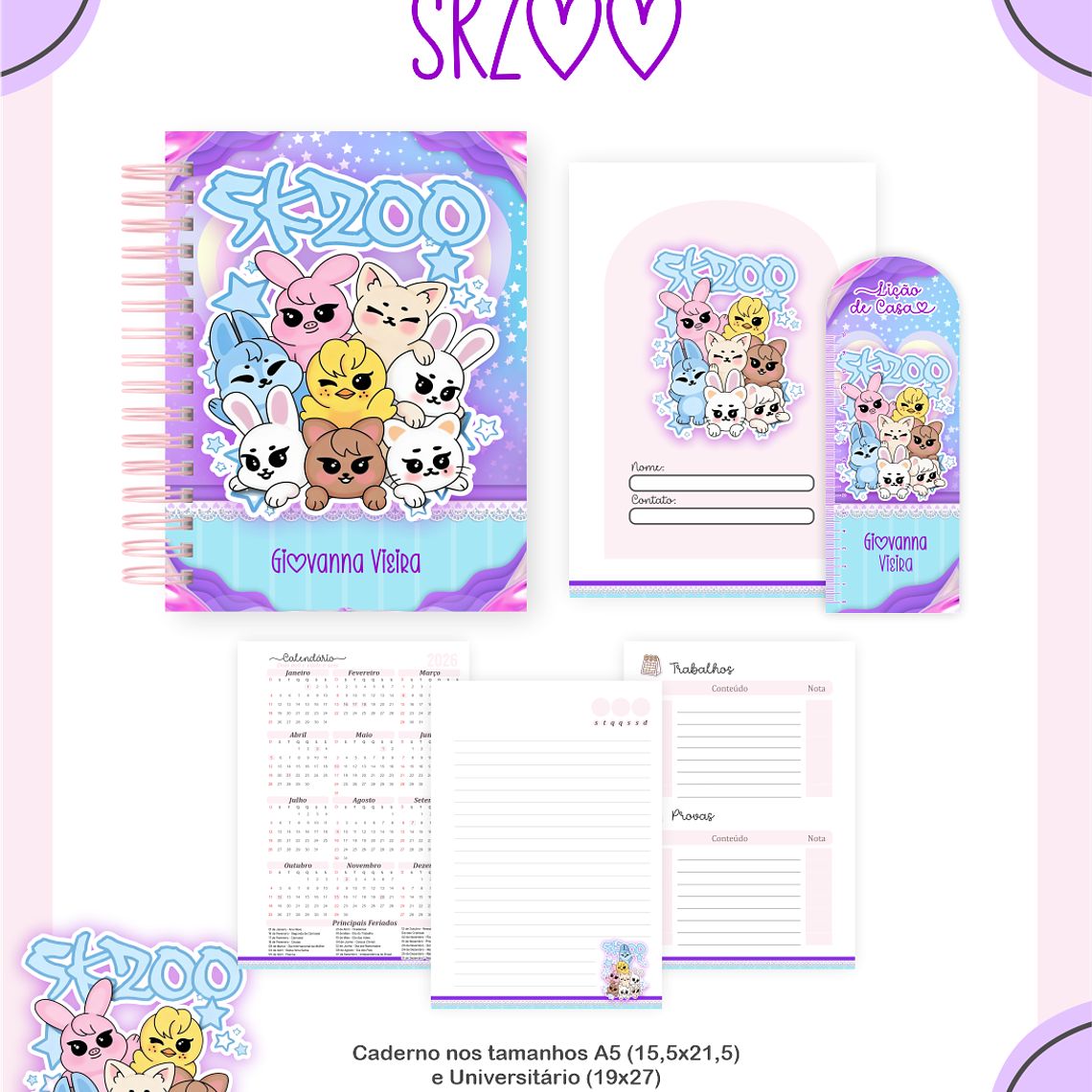 Arquivo Encadernação Escolar 2026 Skzoo 3