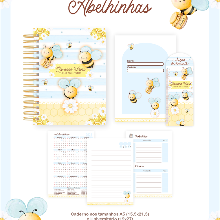 Arquivo Encadernação Escolar 2026 Abelhinhas 3