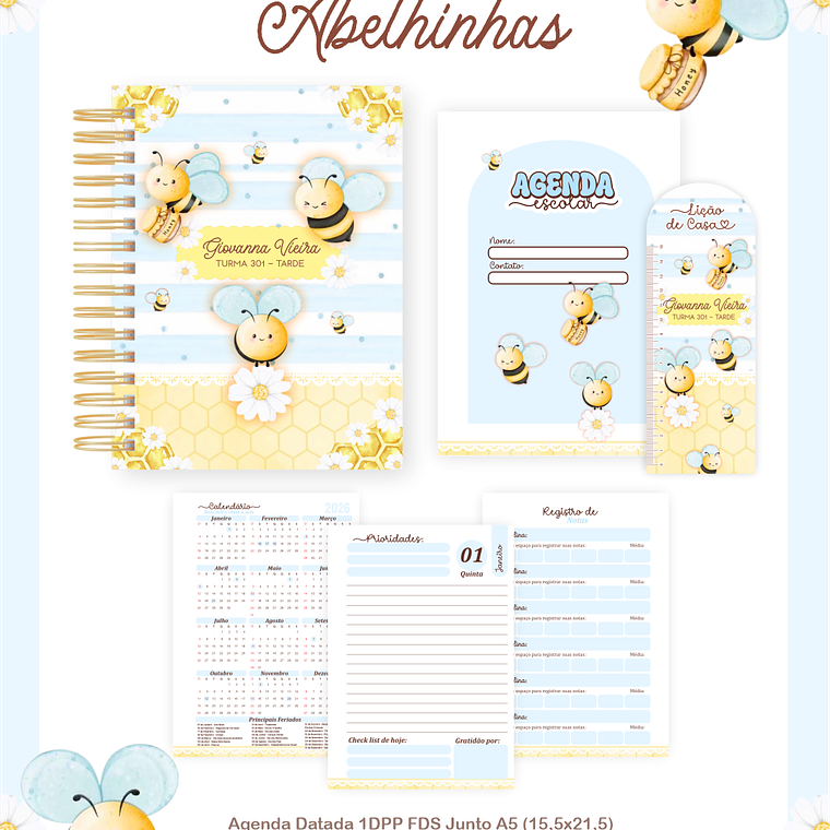 Arquivo Encadernação Escolar 2026 Abelhinhas 4