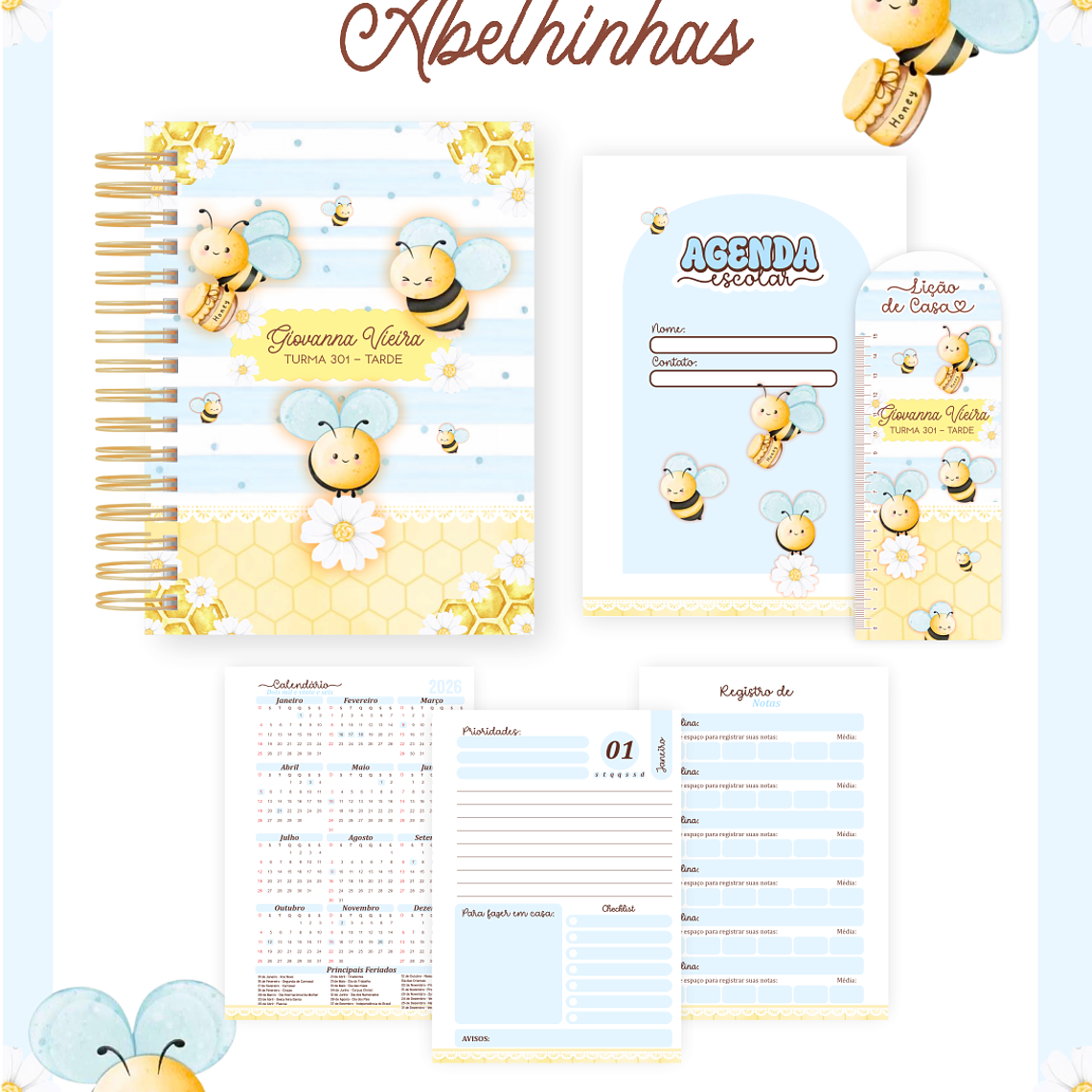 Arquivo Encadernação Escolar 2026 Abelhinhas 5