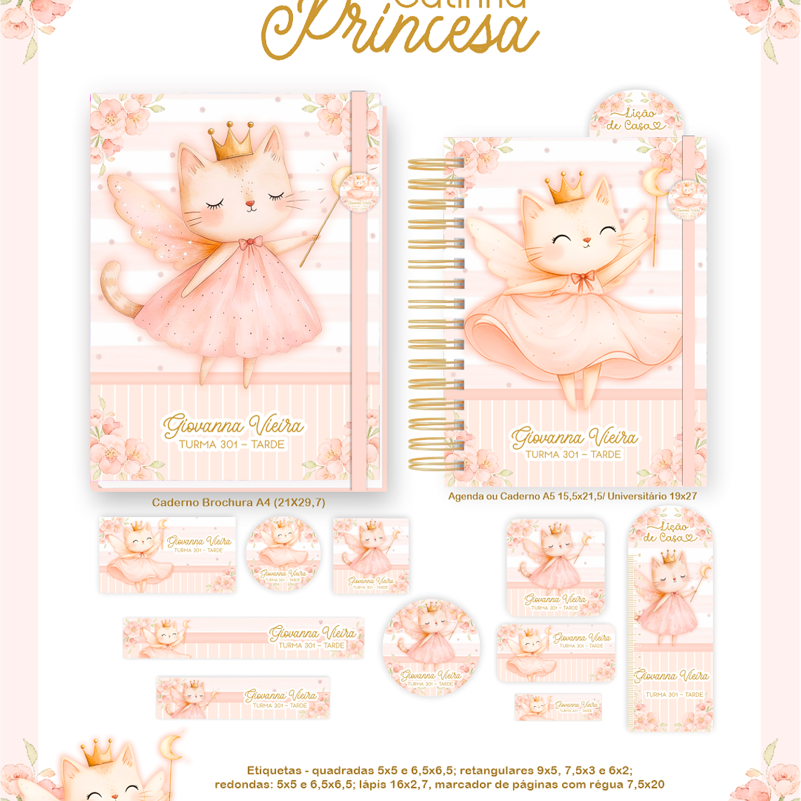 Arquivo Encadernação Escolar 2026  Gatinha Princesa 2
