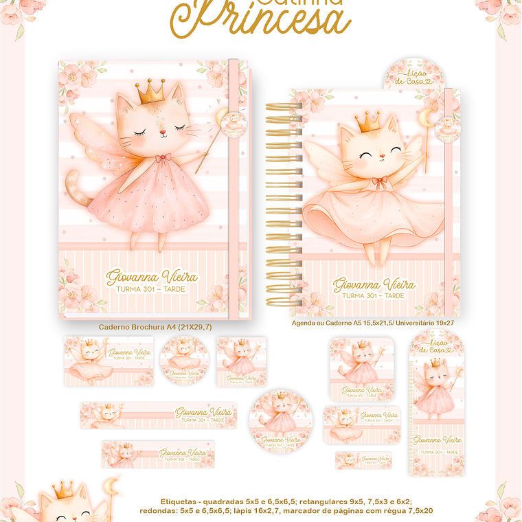 Arquivo Encadernação Escolar 2026  Gatinha Princesa 2