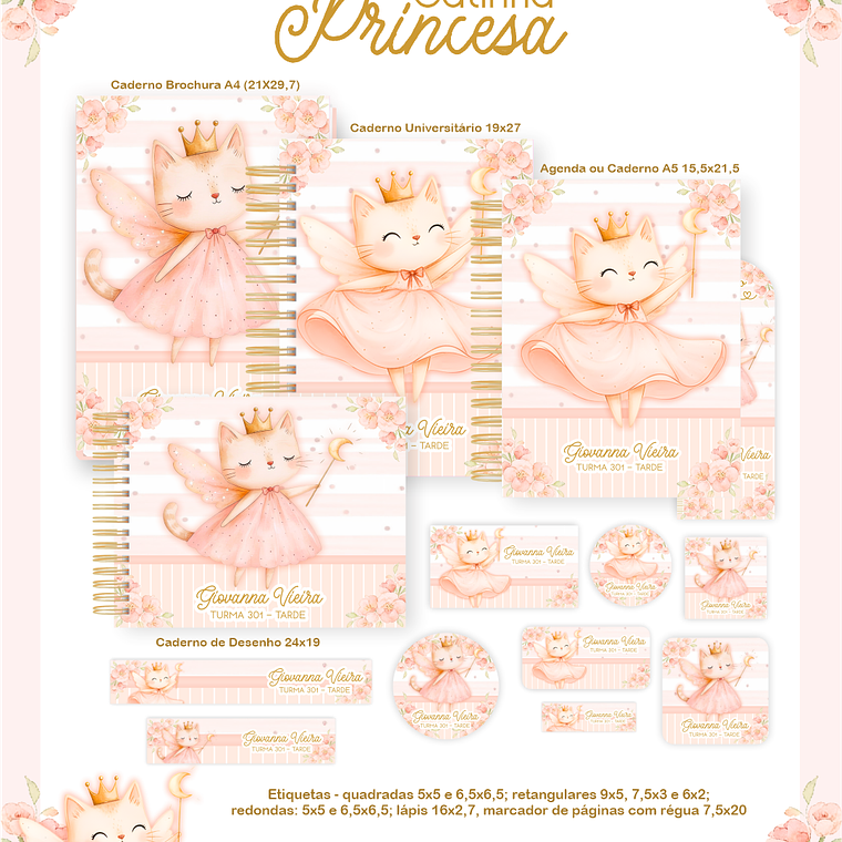 Arquivo Encadernação Escolar 2026  Gatinha Princesa 1