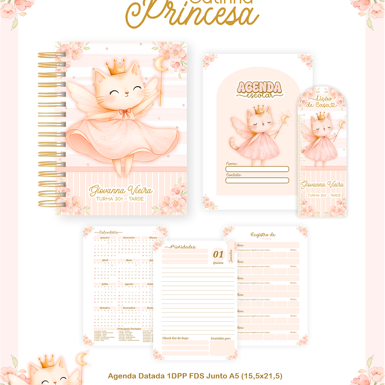 Arquivo Encadernação Escolar 2026  Gatinha Princesa 3