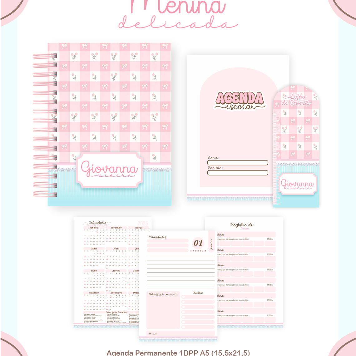 Arquivo Encadernação Escolar 2026 Menina Delicada 3
