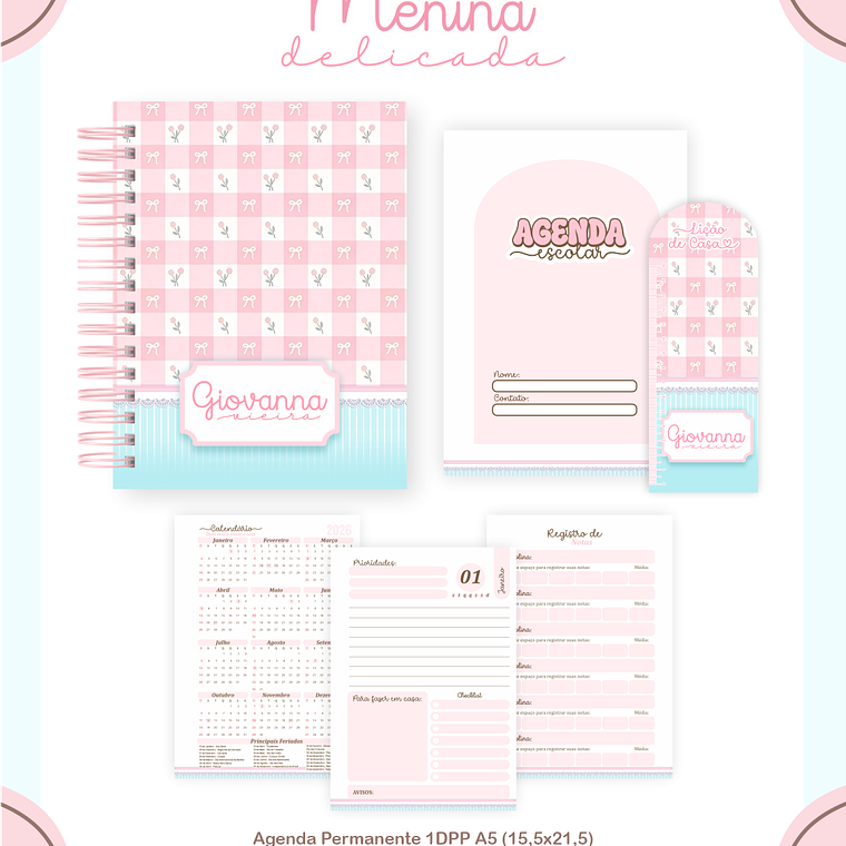 Arquivo Encadernação Escolar 2026 Menina Delicada 3