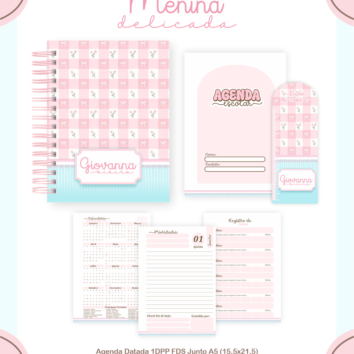 Arquivo Encadernação Escolar 2026 Menina Delicada 4