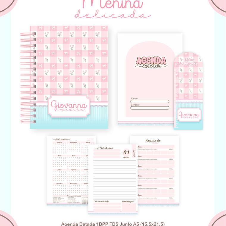 Arquivo Encadernação Escolar 2026 Menina Delicada 4