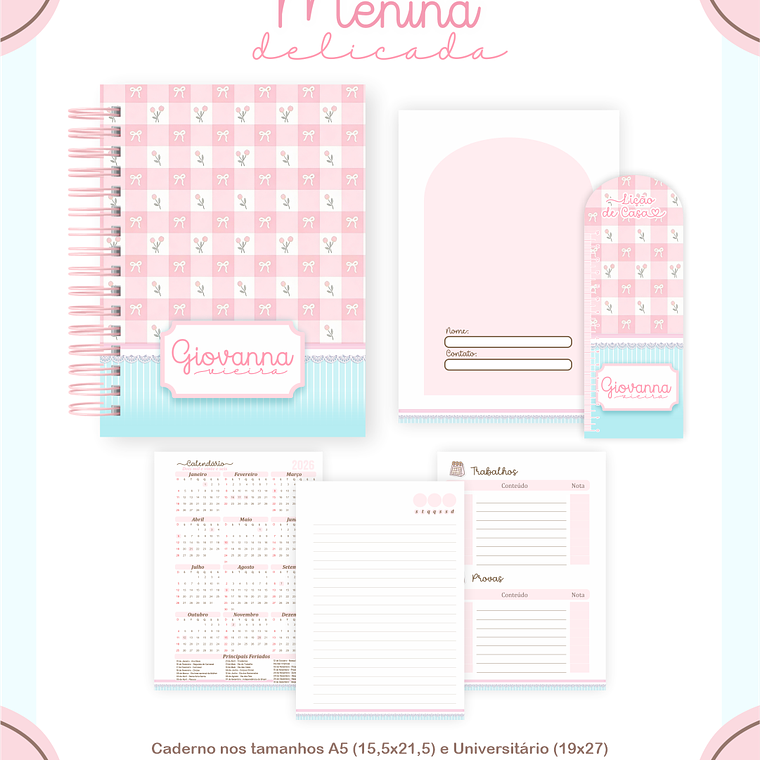Arquivo Encadernação Escolar 2026 Menina Delicada 5