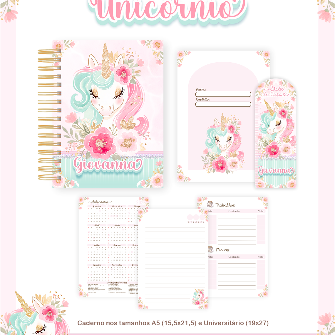 Arquivo Encadernação Escolar 2026 Unicórnio 4