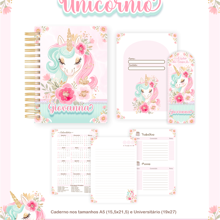 Arquivo Encadernação Escolar 2026 Unicórnio 4