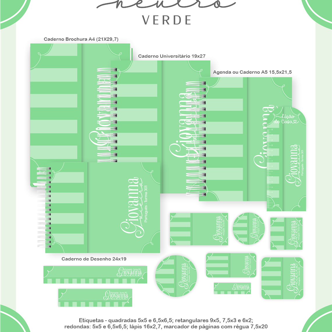 Arquivo Encadernação Escolar 2026  Neutro Verde 1