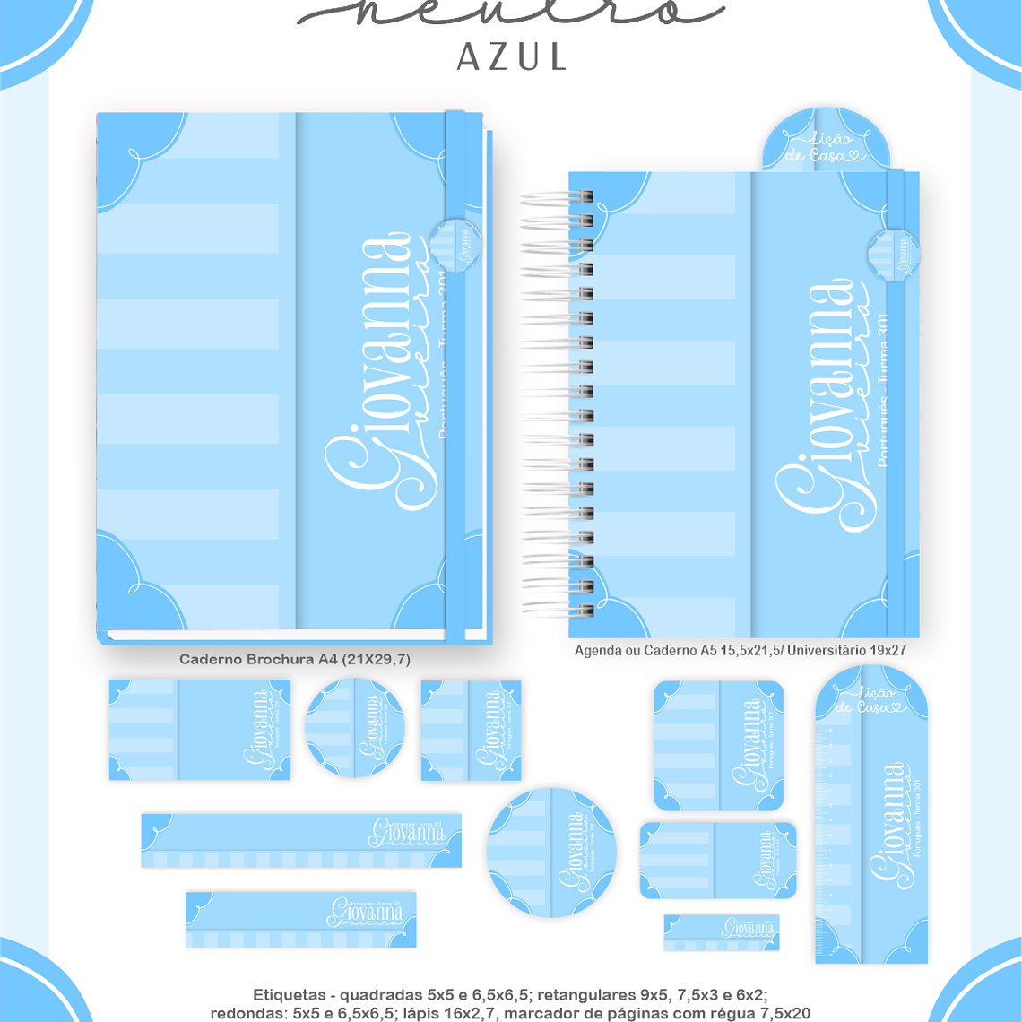 Arquivo Encadernação Escolar 2026 Neutro Azul 2