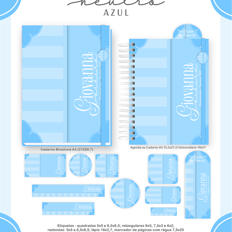 Arquivo Encadernação Escolar 2026 Neutro Azul 2