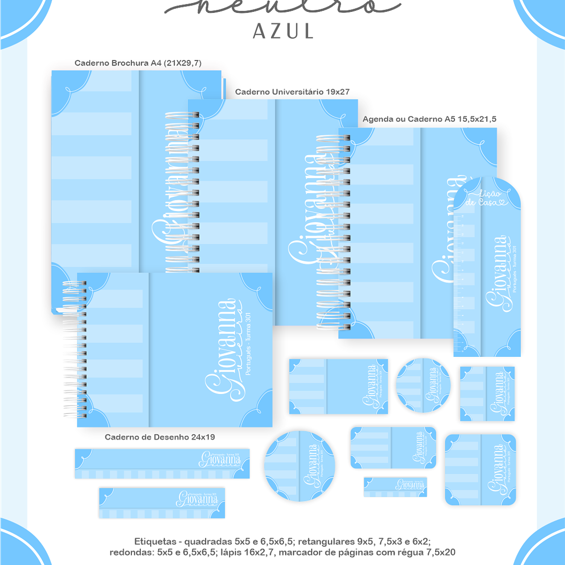 Arquivo Encadernação Escolar 2026 Neutro Azul 1