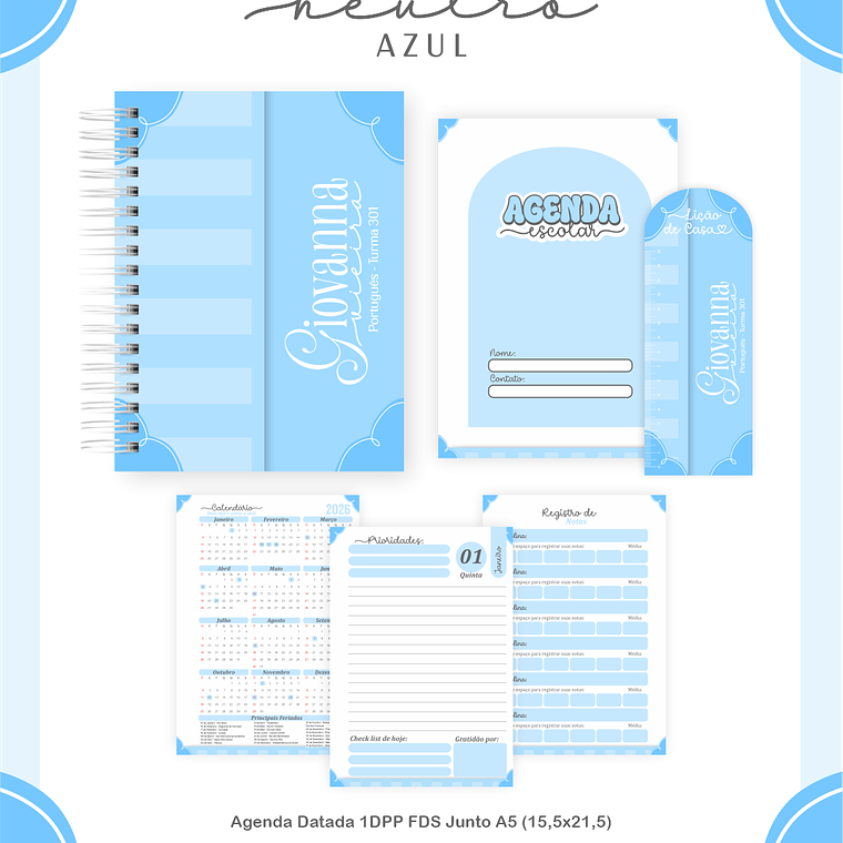 Arquivo Encadernação Escolar 2026 Neutro Azul 5