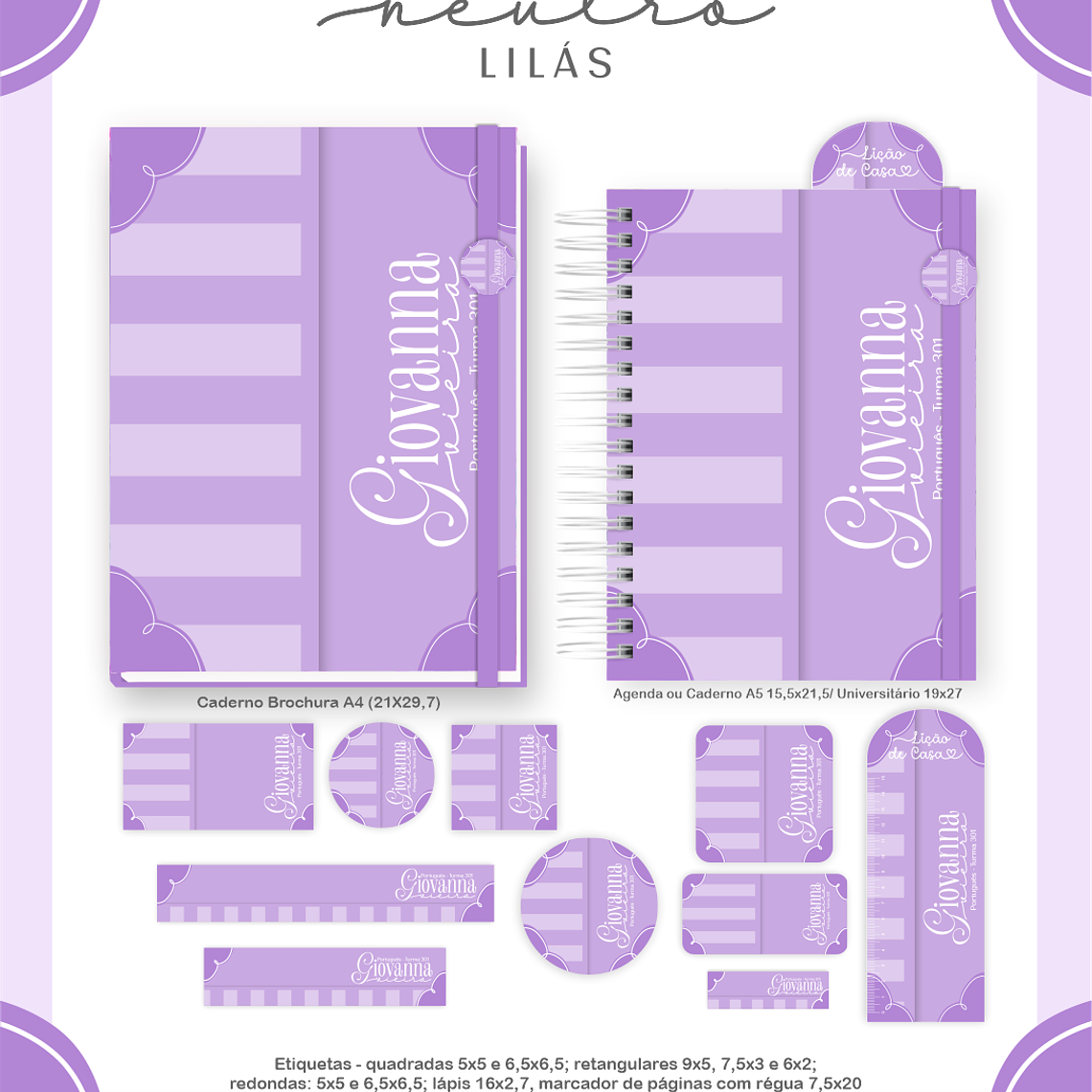 Arquivo Encadernação Escolar 2026 Neutro Lilás 2